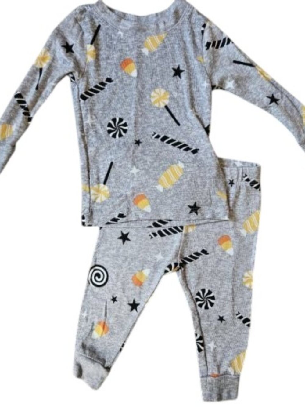 New CELEBRATE! Halloween Print Gray Long Sleeved Pajamas Boys Size 12 months